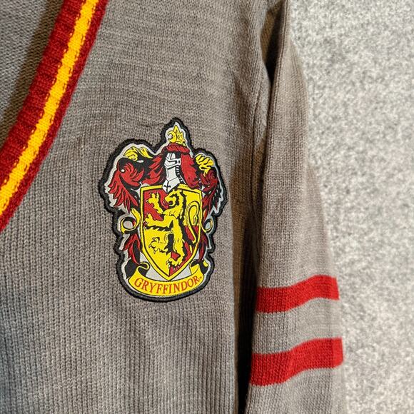 Harry Potter Wizarding World Sweater Womens Large Gray Gryffindor Cardigan - Picture 5 of 10